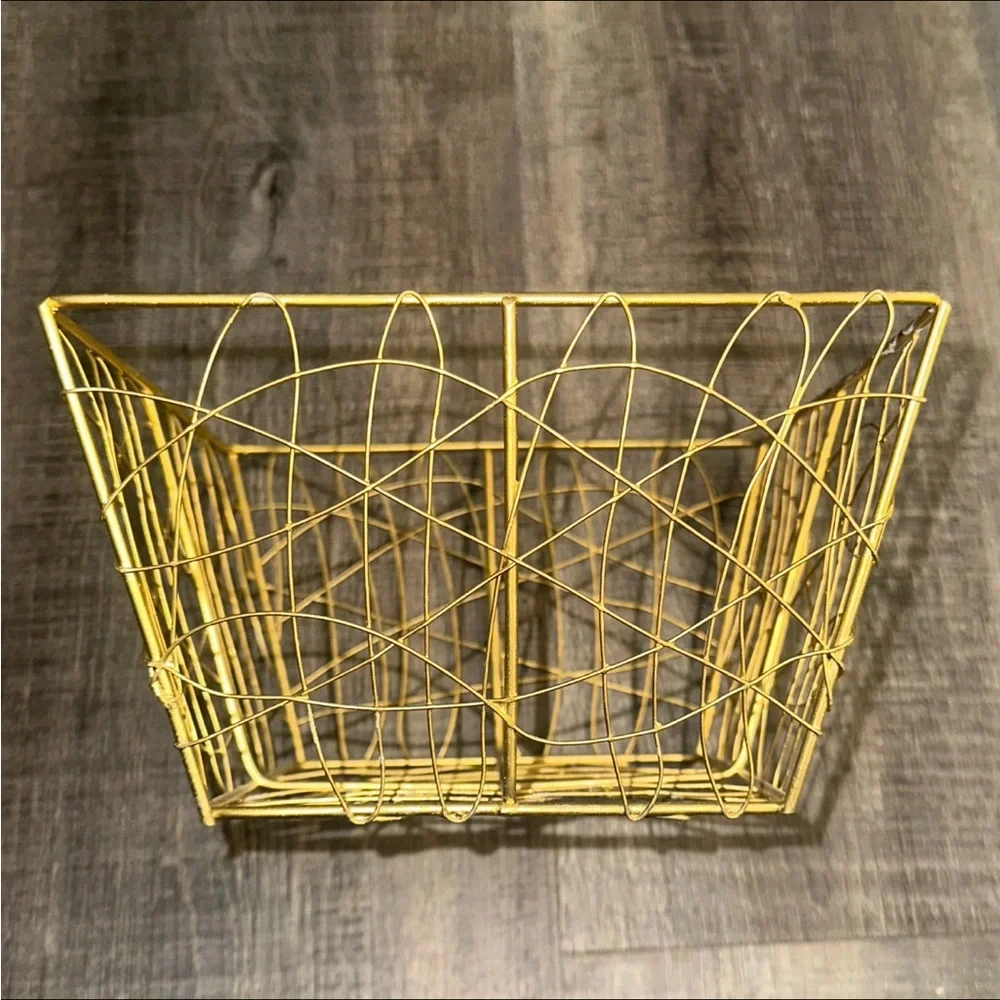 💞 Square Gold Wire Decorative Basket